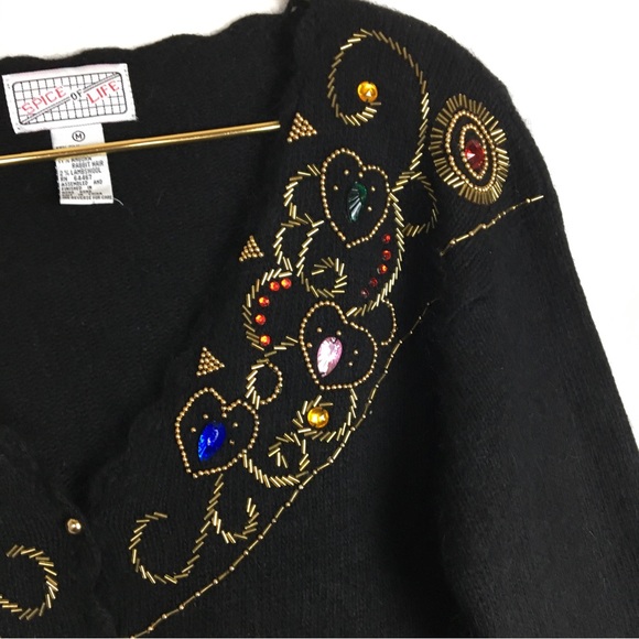 Vintage Spice of Life Silk Blend Embellished Cardigan Sweater - Picture 5 of 13